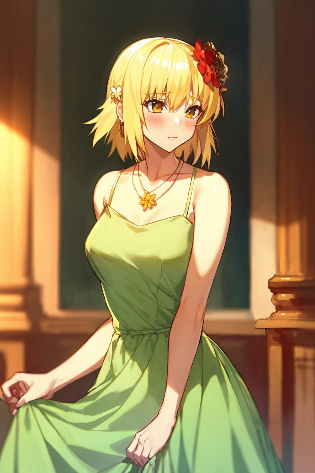 54215-3416156600-masterpiece, best quality, _lora_cagalli_1_,_1girl, solo, dress, flower, blonde hair, short hair, hair ornament, hair flower, ye.png